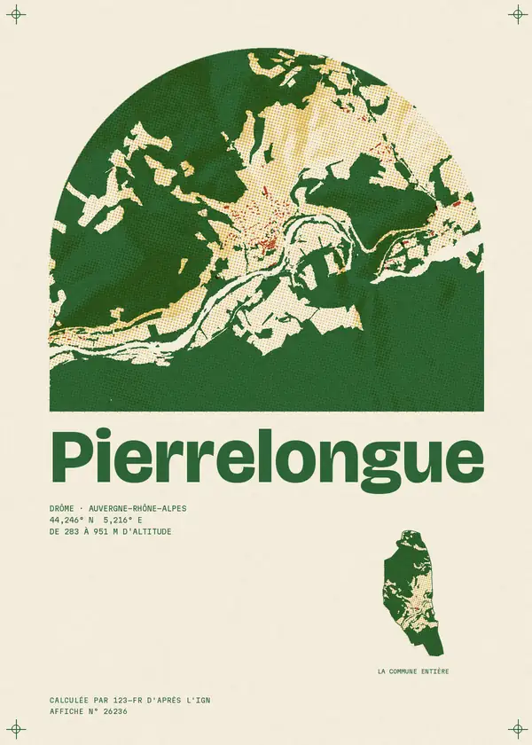 Affiche de Pierrelongue, calculée par 123-fr d'après l'IGN