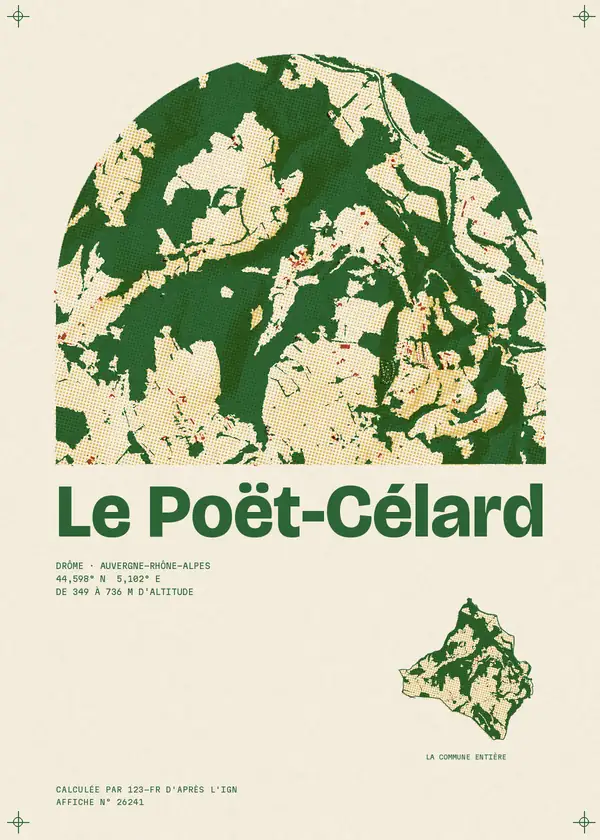 Affiche de Le Poët-Célard, calculée par 123-fr d'après l'IGN