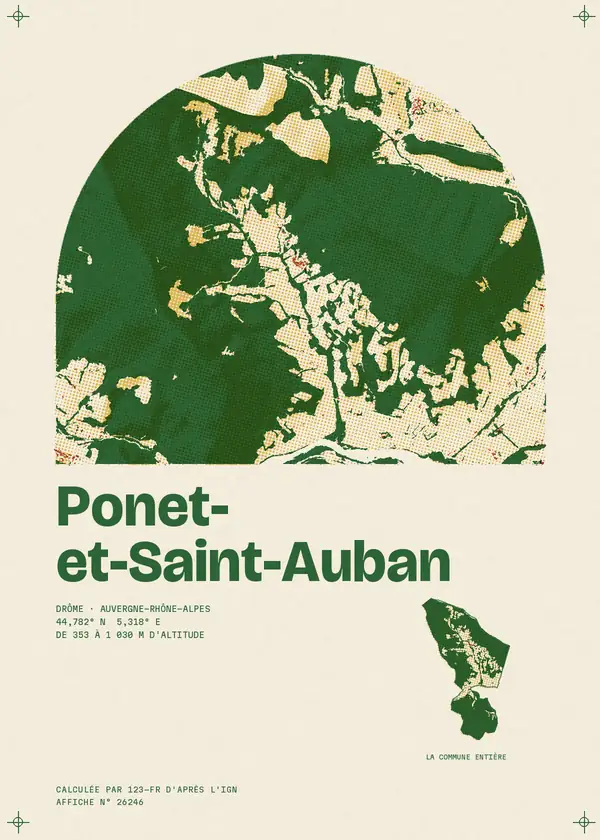 Affiche de Ponet-et-Saint-Auban, calculée par 123-fr d'après l'IGN