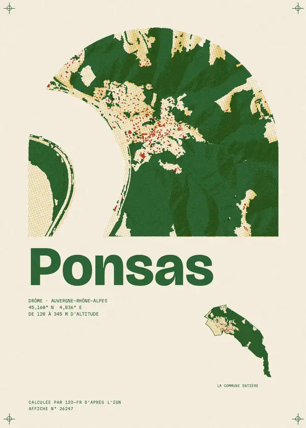 Affiche de Ponsas, calculée par 123-fr d'après l'IGN