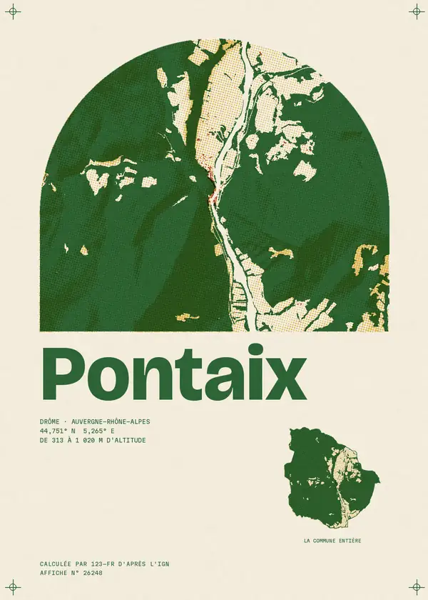 Affiche de Pontaix, calculée par 123-fr d'après l'IGN