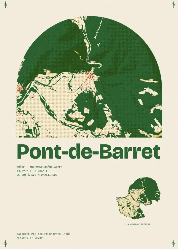 Affiche de Pont-de-Barret, calculée par 123-fr d'après l'IGN