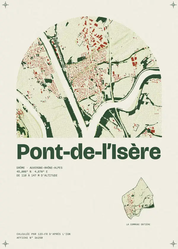Affiche de Pont-de-l'Isère, calculée par 123-fr d'après l'IGN