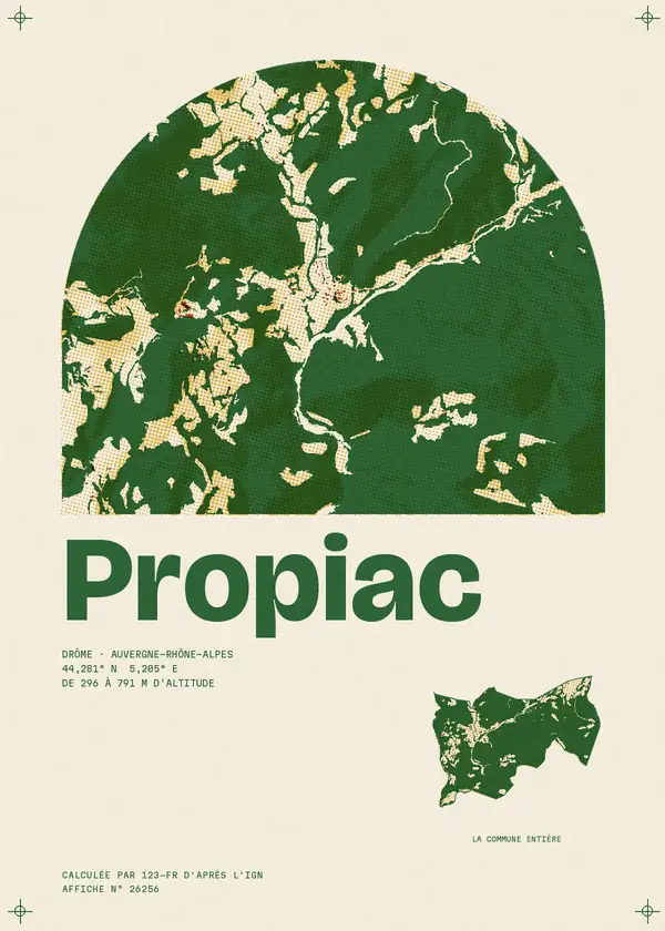 Affiche de Propiac, calculée par 123-fr d'après l'IGN