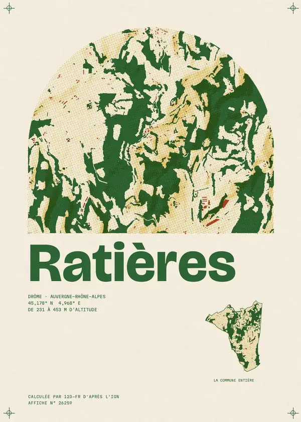 Affiche de Ratières, calculée par 123-fr d'après l'IGN