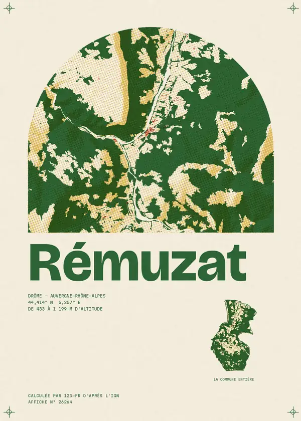Affiche de Rémuzat, calculée par 123-fr d'après l'IGN