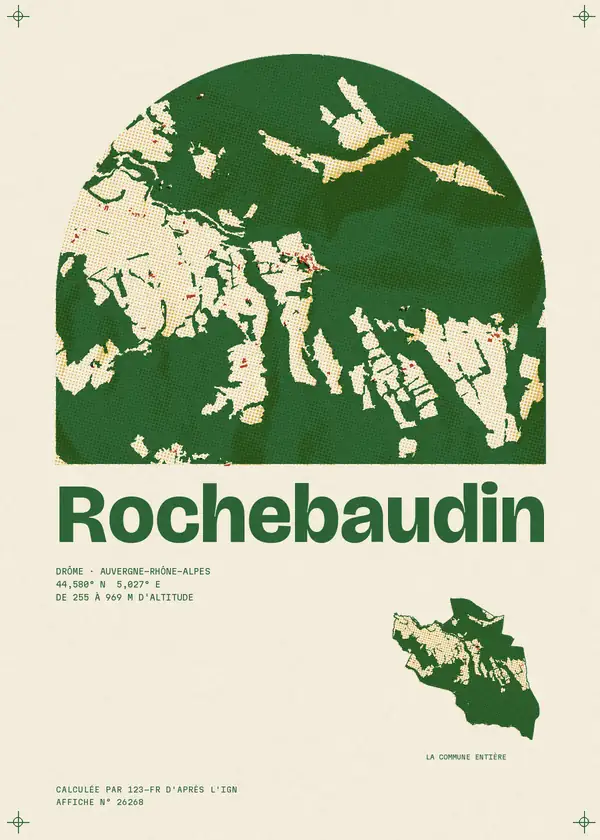 Affiche de Rochebaudin, calculée par 123-fr d'après l'IGN