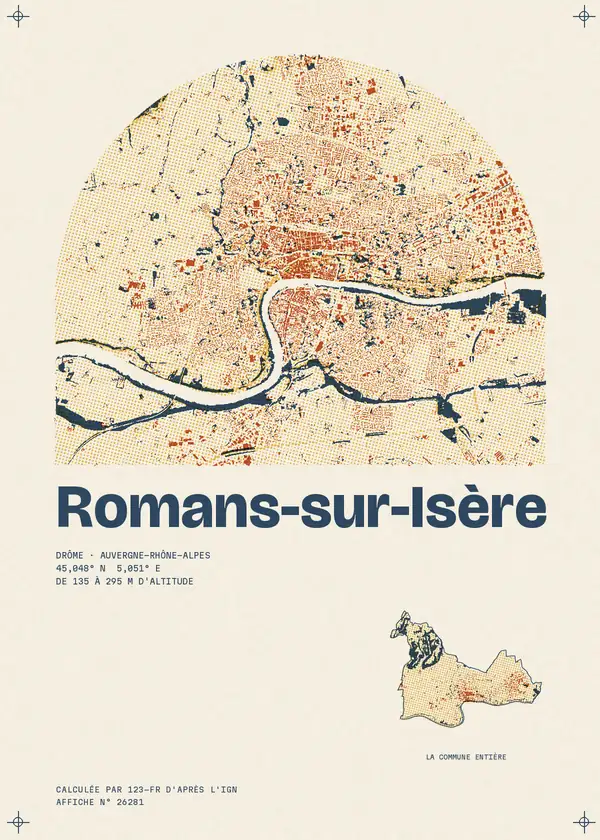 Affiche de Romans-sur-Isère, calculée par 123-fr d'après l'IGN