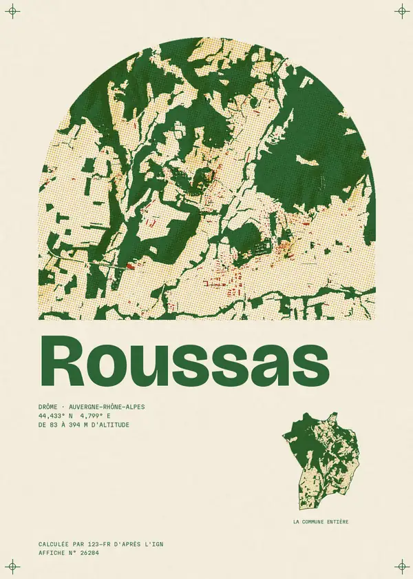 Affiche de Roussas, calculée par 123-fr d'après l'IGN