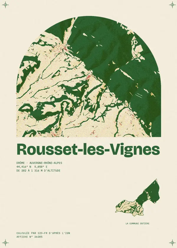 Affiche de Rousset-les-Vignes, calculée par 123-fr d'après l'IGN