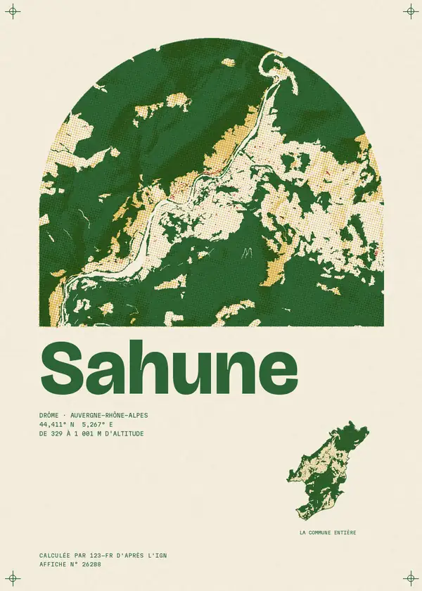 Affiche de Sahune, calculée par 123-fr d'après l'IGN
