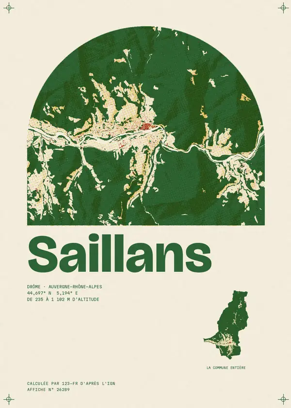 Affiche de Saillans, calculée par 123-fr d'après l'IGN