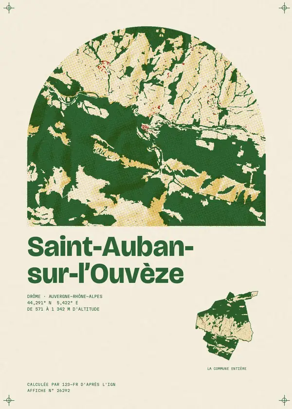 Affiche de Saint-Auban-sur-l'Ouvèze, calculée par 123-fr d'après l'IGN