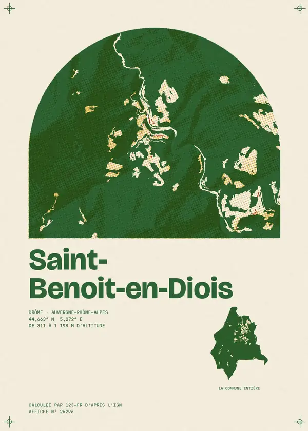 Affiche de Saint-Benoit-en-Diois, calculée par 123-fr d'après l'IGN