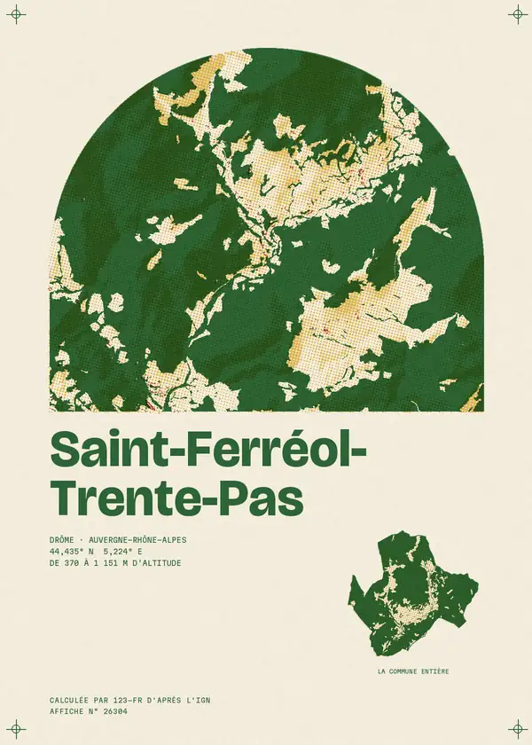 Affiche de Saint-Ferréol-Trente-Pas, calculée par 123-fr d'après l'IGN