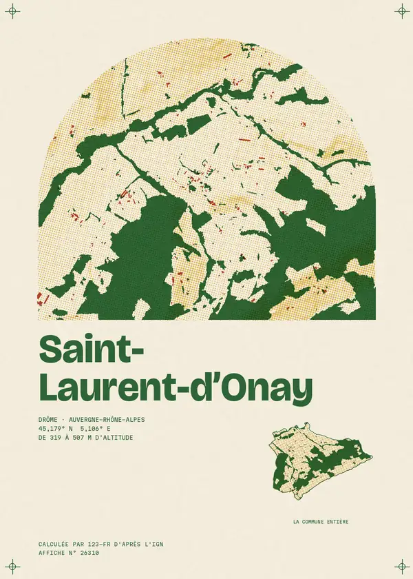 Affiche de Saint-Laurent-d'Onay, calculée par 123-fr d'après l'IGN