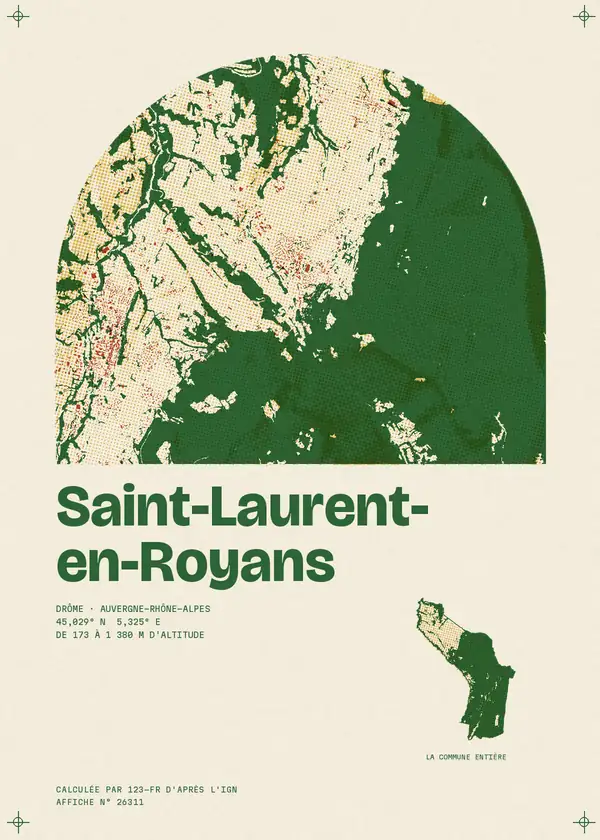 Affiche de Saint-Laurent-en-Royans, calculée par 123-fr d'après l'IGN
