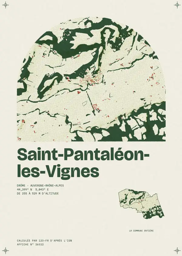 Affiche de Saint-Pantaléon-les-Vignes, calculée par 123-fr d'après l'IGN