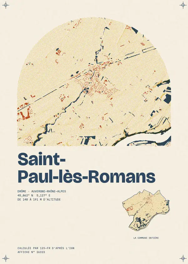 Affiche de Saint-Paul-lès-Romans, calculée par 123-fr d'après l'IGN