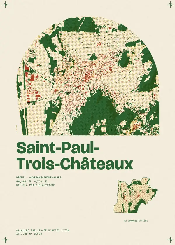Affiche de Saint-Paul-Trois-Châteaux, calculée par 123-fr d'après l'IGN