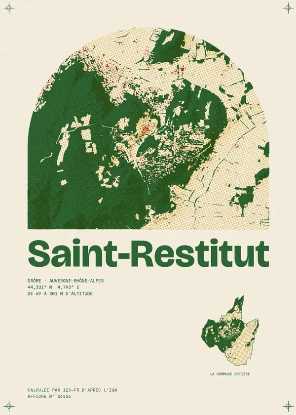 Affiche de Saint-Restitut, calculée par 123-fr d'après l'IGN