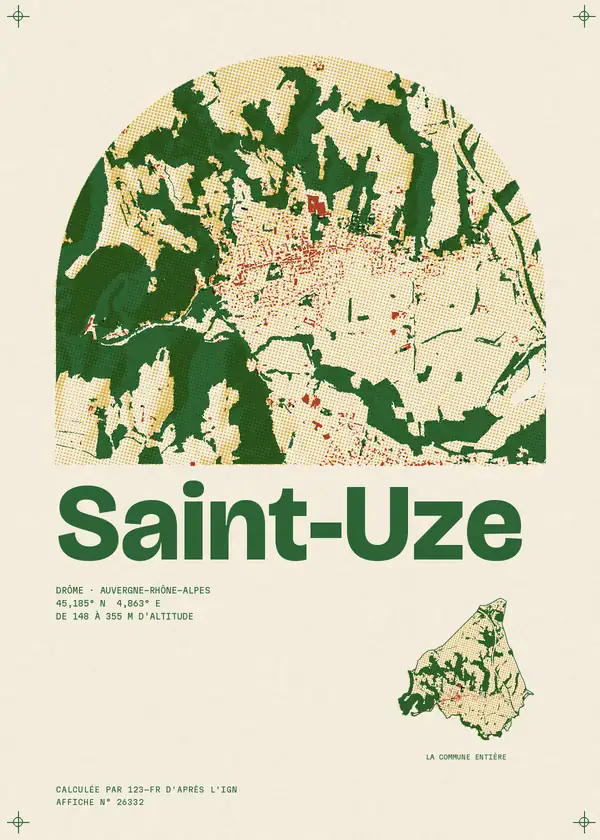 Affiche de Saint-Uze, calculée par 123-fr d'après l'IGN