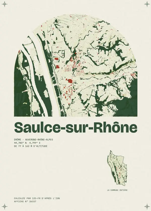 Affiche de Saulce-sur-Rhône, calculée par 123-fr d'après l'IGN