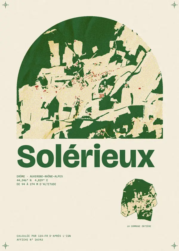 Affiche de Solérieux, calculée par 123-fr d'après l'IGN