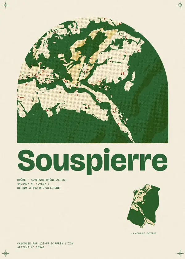 Affiche de Souspierre, calculée par 123-fr d'après l'IGN