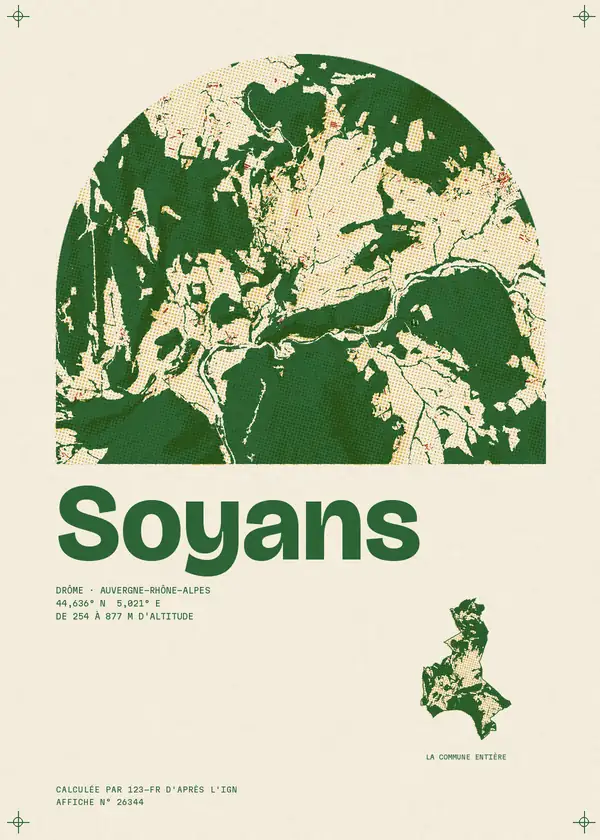 Affiche de Soyans, calculée par 123-fr d'après l'IGN