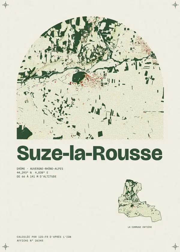 Affiche de Suze-la-Rousse, calculée par 123-fr d'après l'IGN