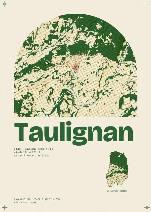 Affiche de Taulignan, calculée par 123-fr d'après l'IGN