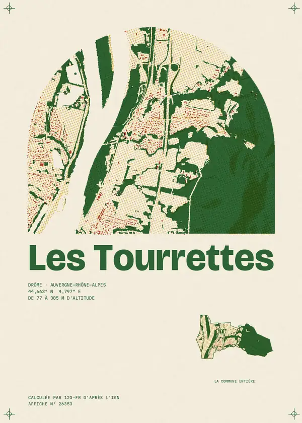 Affiche de Les Tourrettes, calculée par 123-fr d'après l'IGN