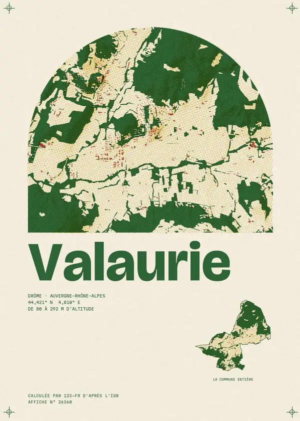 Affiche de Valaurie, calculée par 123-fr d'après l'IGN