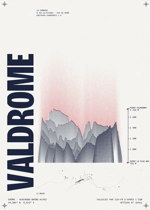 Affiche de Valdrôme, calculée par 123-fr d'après l'IGN