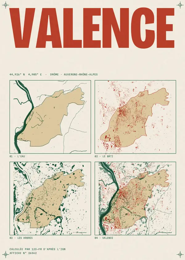 Affiche de Valence, calculée par 123-fr d'après l'IGN
