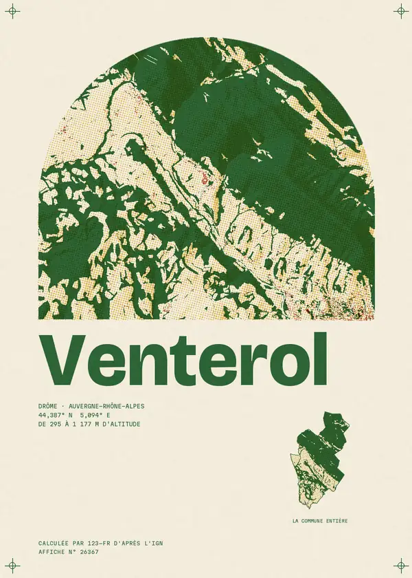 Affiche de Venterol, calculée par 123-fr d'après l'IGN