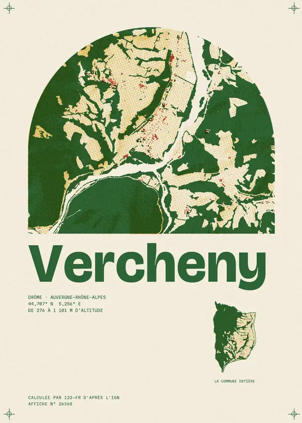 Affiche de Vercheny, calculée par 123-fr d'après l'IGN