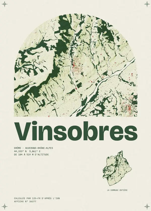 Affiche de Vinsobres, calculée par 123-fr d'après l'IGN