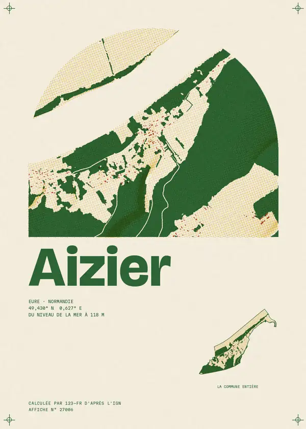 Affiche de Aizier, calculée par 123-fr d'après l'IGN