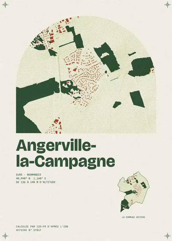 Affiche de Angerville-la-Campagne, calculée par 123-fr d'après l'IGN