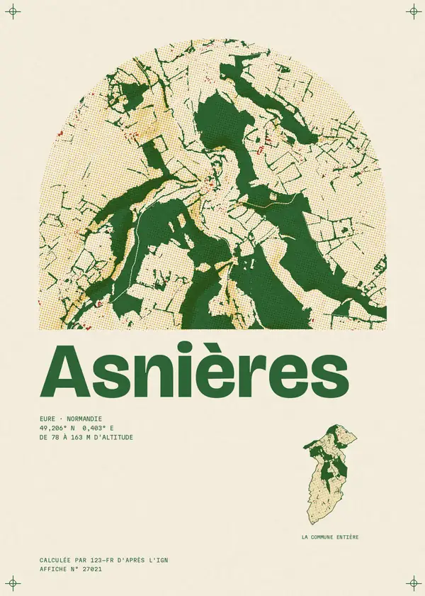 Affiche de Asnières, calculée par 123-fr d'après l'IGN