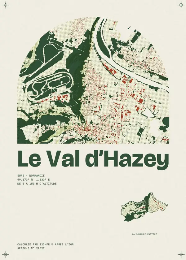 Affiche de Le Val d'Hazey, calculée par 123-fr d'après l'IGN