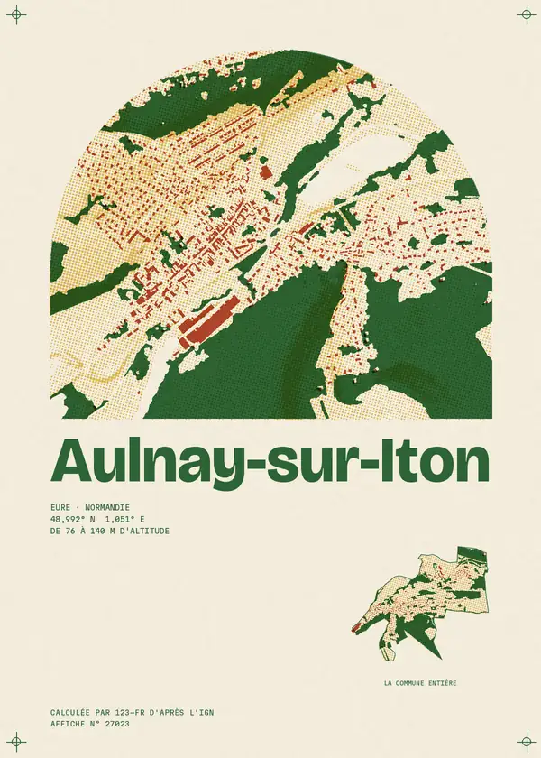 Affiche de Aulnay-sur-Iton, calculée par 123-fr d'après l'IGN