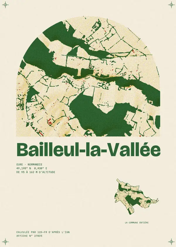 Affiche de Bailleul-la-Vallée, calculée par 123-fr d'après l'IGN