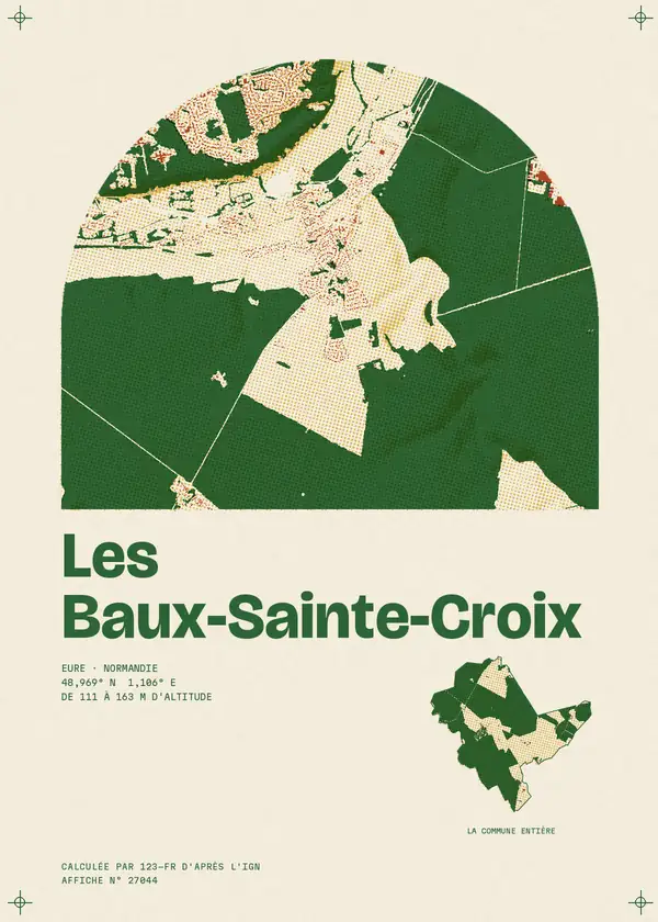 Affiche de Les Baux-Sainte-Croix, calculée par 123-fr d'après l'IGN