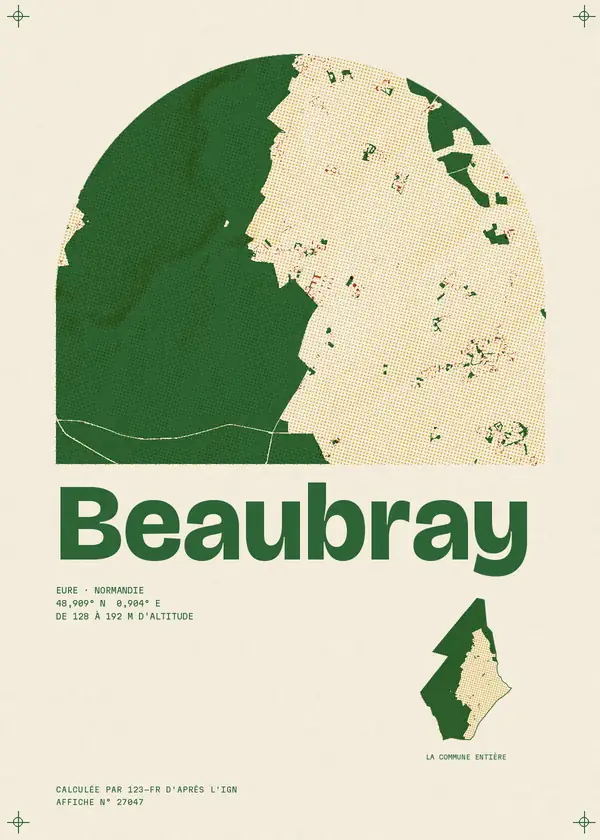 Affiche de Beaubray, calculée par 123-fr d'après l'IGN