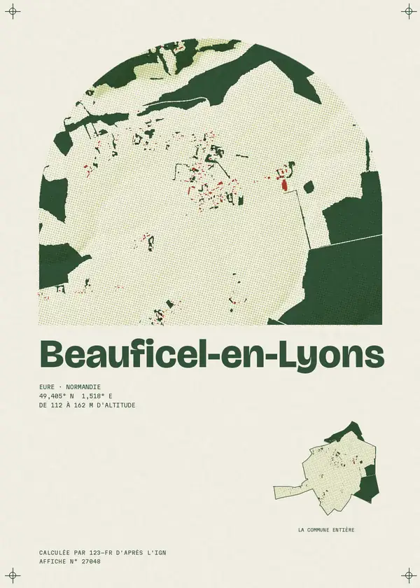 Affiche de Beauficel-en-Lyons, calculée par 123-fr d'après l'IGN