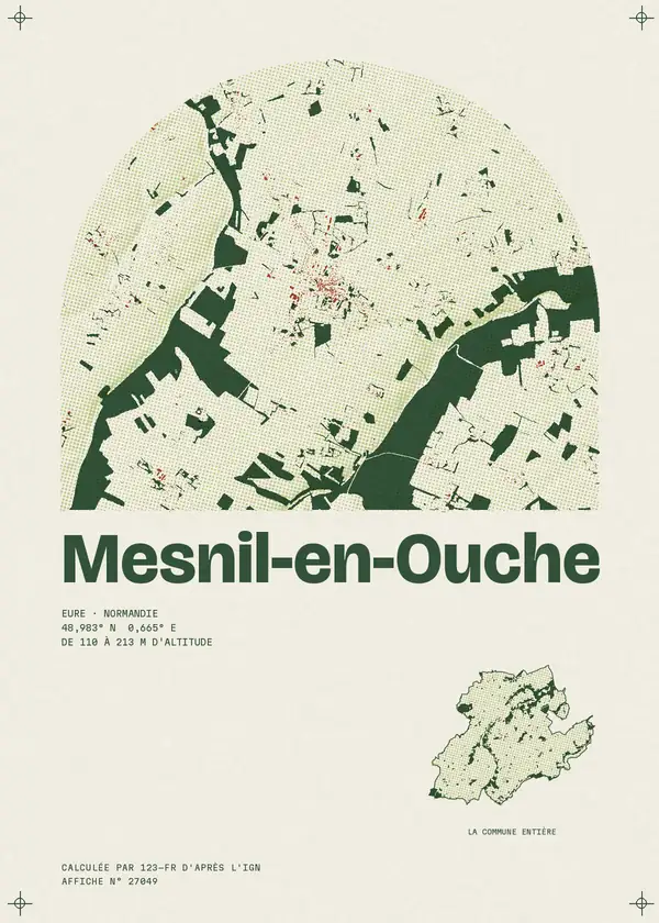 Affiche de Mesnil-en-Ouche, calculée par 123-fr d'après l'IGN