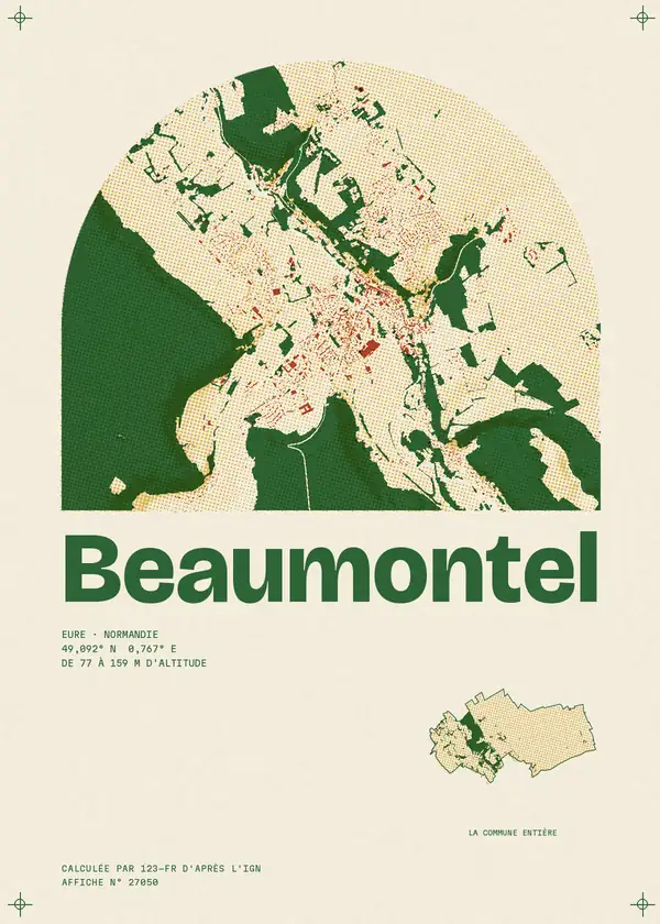 Affiche de Beaumontel, calculée par 123-fr d'après l'IGN